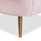 Emeline Glam and Luxe Light Pink Velvet Fabric Upholstered Brushed Gold Finished Accent Chair FredCo