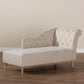 Emeline Modern and Contemporary Beige Fabric Upholstered Oak Finished Chaise Lounge FredCo