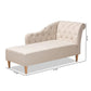 Emeline Modern and Contemporary Beige Fabric Upholstered Oak Finished Chaise Lounge FredCo