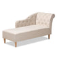Emeline Modern and Contemporary Beige Fabric Upholstered Oak Finished Chaise Lounge FredCo