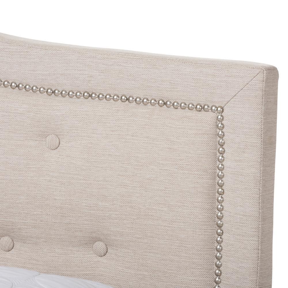 Emerson Modern and Contemporary Light Beige Fabric Upholstered King Size Bed FredCo