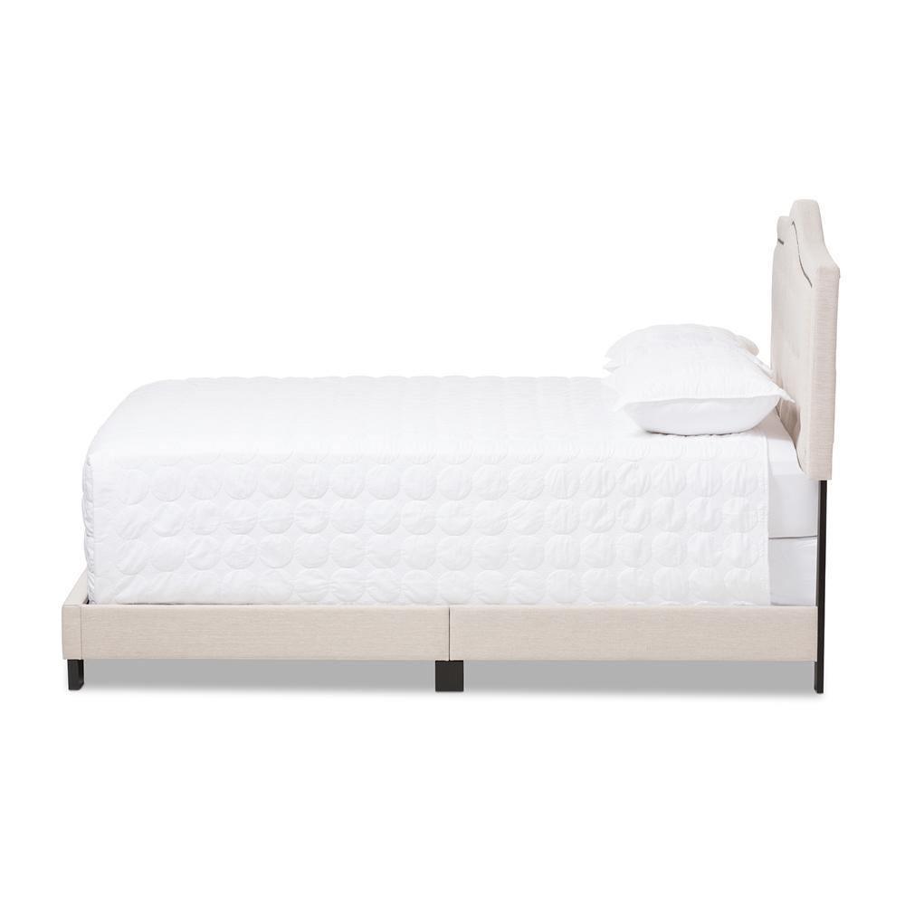 Emerson Modern and Contemporary Light Beige Fabric Upholstered King Size Bed FredCo