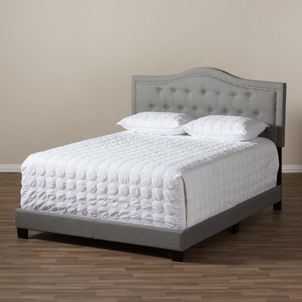 Emerson Modern and Contemporary Light Grey Fabric Upholstered Full Size Bed FredCo
