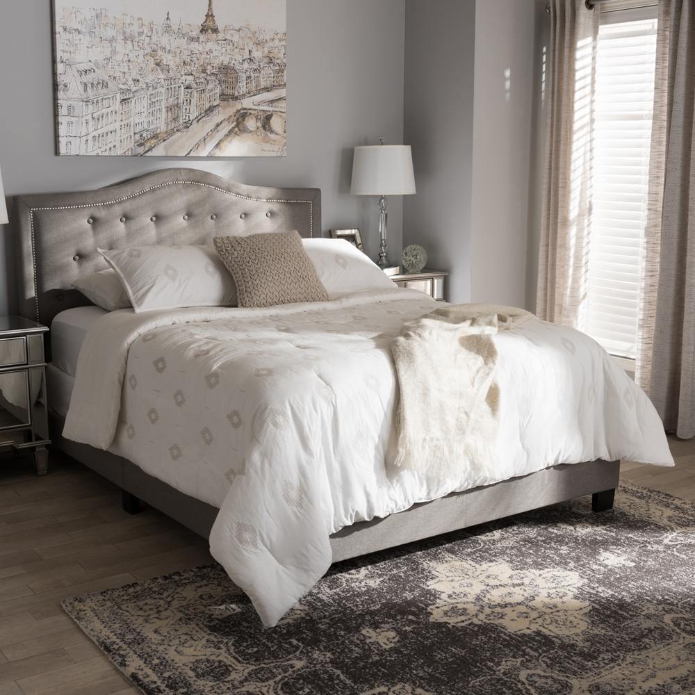 Emerson Modern and Contemporary Light Grey Fabric Upholstered Full Size Bed FredCo