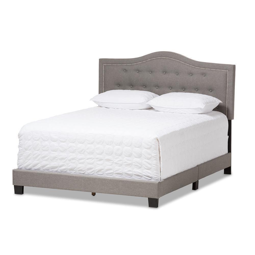 Emerson Modern and Contemporary Light Grey Fabric Upholstered Full Size Bed FredCo