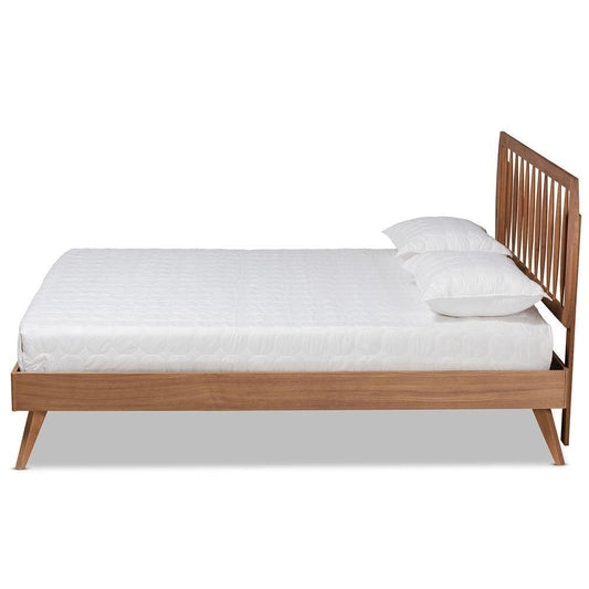 Emiko Modern and Contemporary Walnut Brown Finished Wood King Size Platform Bed FredCo