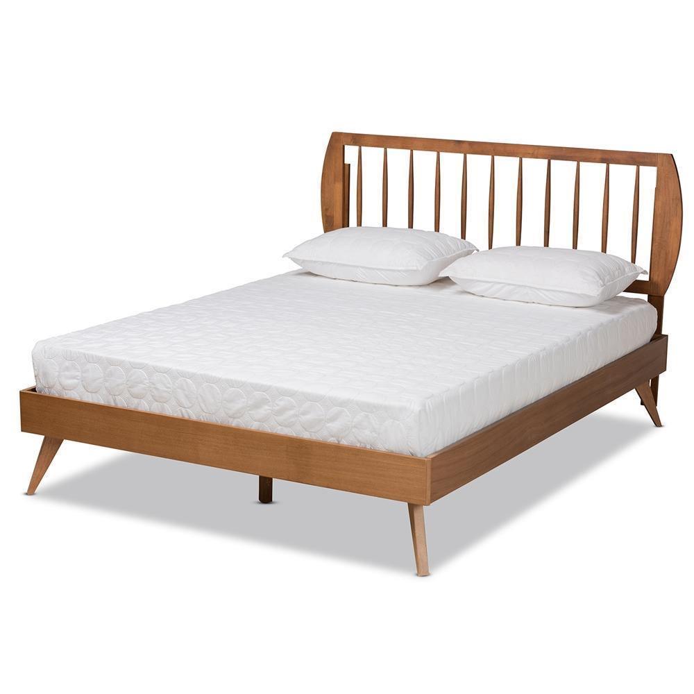 Emiko Modern and Contemporary Walnut Brown Finished Wood King Size Platform Bed FredCo