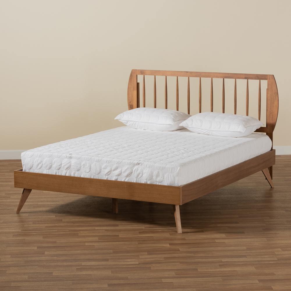 Emiko Modern and Contemporary Walnut Brown Finished Wood King Size Platform Bed FredCo