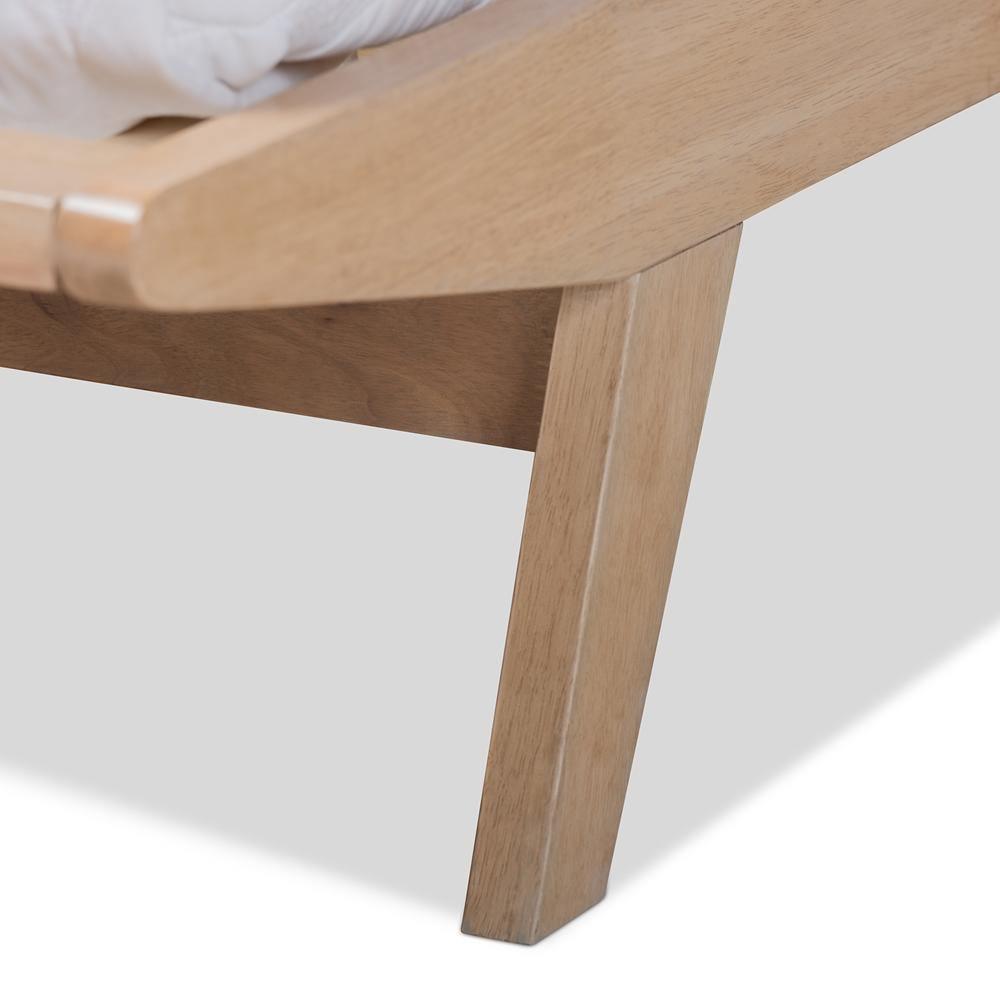 Emile Modern and Contemporary Grey Fabric Upholstered Natural Oak Finished Wood King Size Platform Bed FredCo