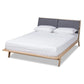Emile Modern and Contemporary Grey Fabric Upholstered Natural Oak Finished Wood King Size Platform Bed FredCo