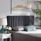 Emile Modern and Contemporary Grey Velvet Fabric Upholstered and Dark Brown Finished Wood King Size Headboard FredCo