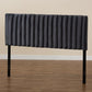 Emile Modern and Contemporary Grey Velvet Fabric Upholstered and Dark Brown Finished Wood King Size Headboard FredCo
