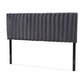 Emile Modern and Contemporary Grey Velvet Fabric Upholstered and Dark Brown Finished Wood King Size Headboard FredCo