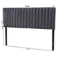 Emile Modern and Contemporary Grey Velvet Fabric Upholstered and Dark Brown Finished Wood King Size Headboard FredCo