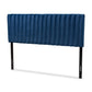 Emile Modern and Contemporary Navy Blue Velvet Fabric Upholstered and Dark Brown Finished Wood Full Size Headboard FredCo