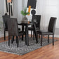 Emine Modern Dark Brown Faux Leather and Espresso Brown Finished Wood 5-Piece Dining Set FredCo