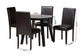 Emine Modern Dark Brown Faux Leather and Espresso Brown Finished Wood 5-Piece Dining Set FredCo