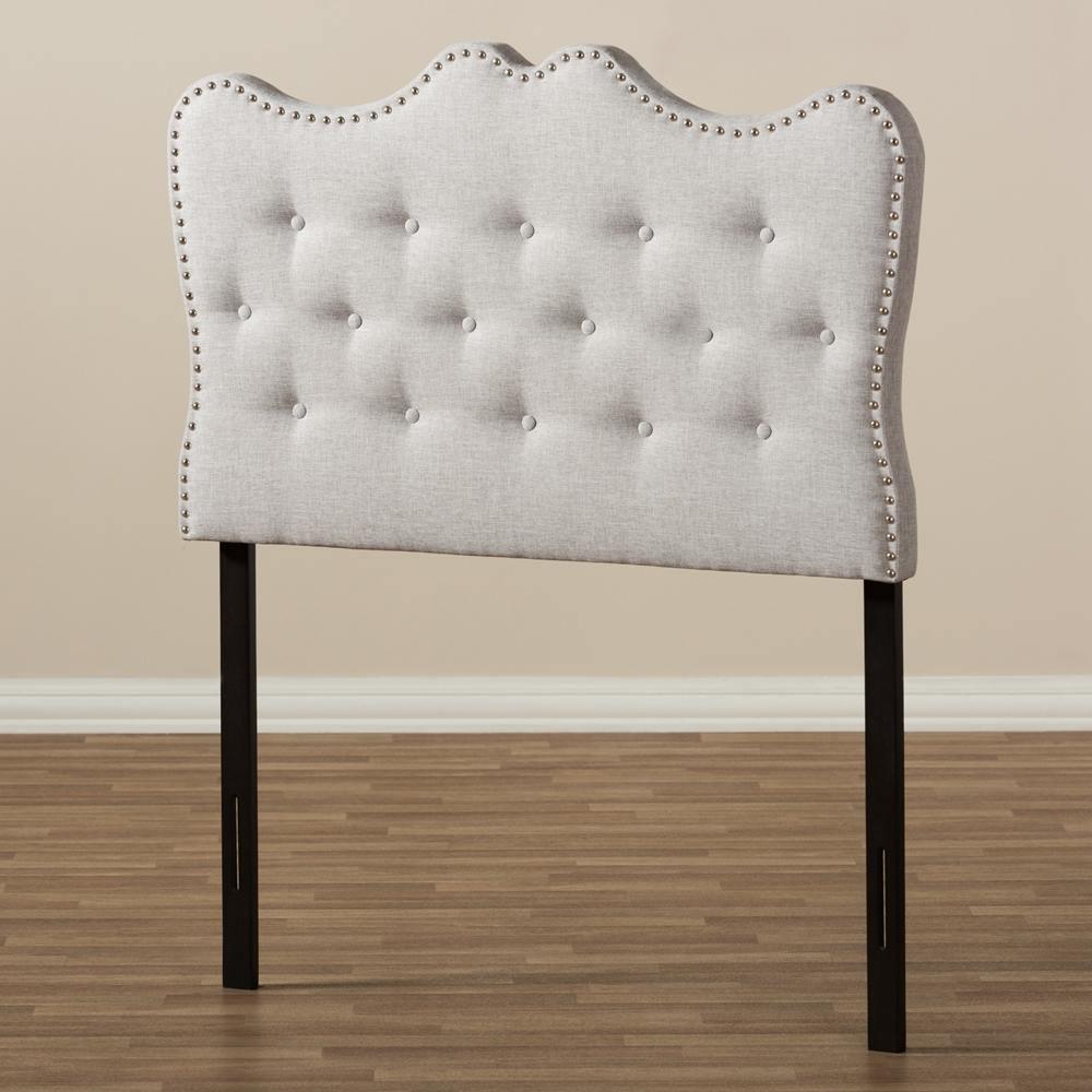 Emma Modern and Contemporary Greyish Beige Fabric Twin Size Headboard FredCo