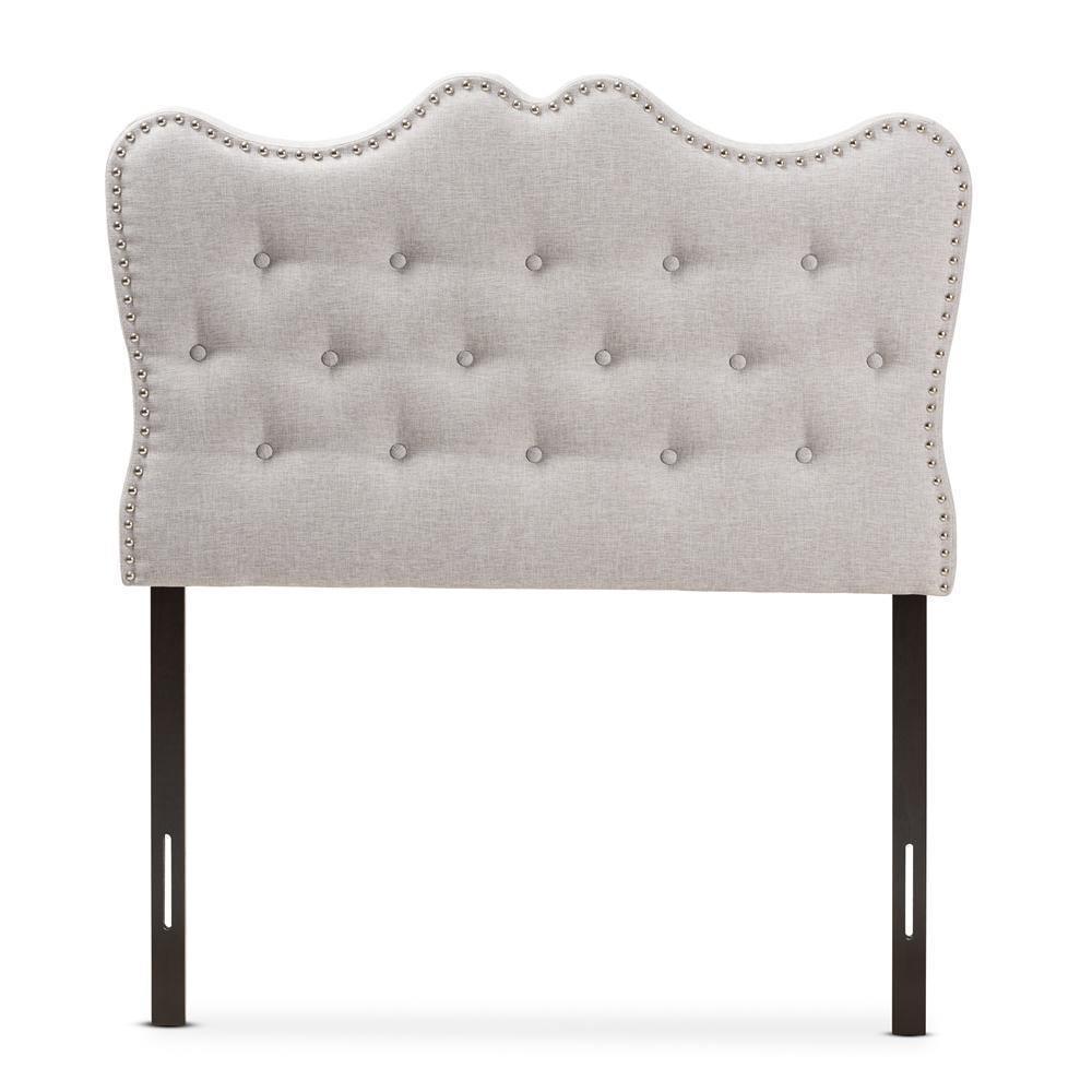 Emma Modern and Contemporary Greyish Beige Fabric Twin Size Headboard FredCo