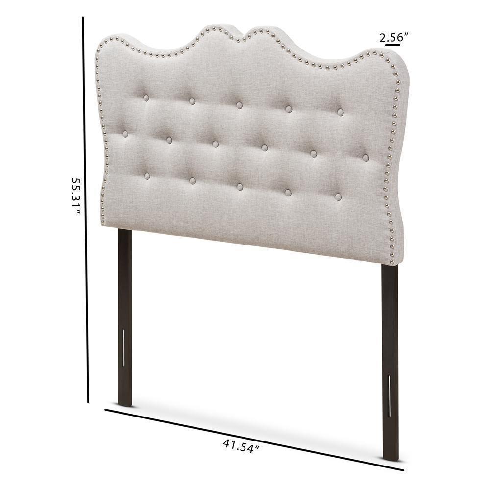 Emma Modern and Contemporary Greyish Beige Fabric Twin Size Headboard FredCo