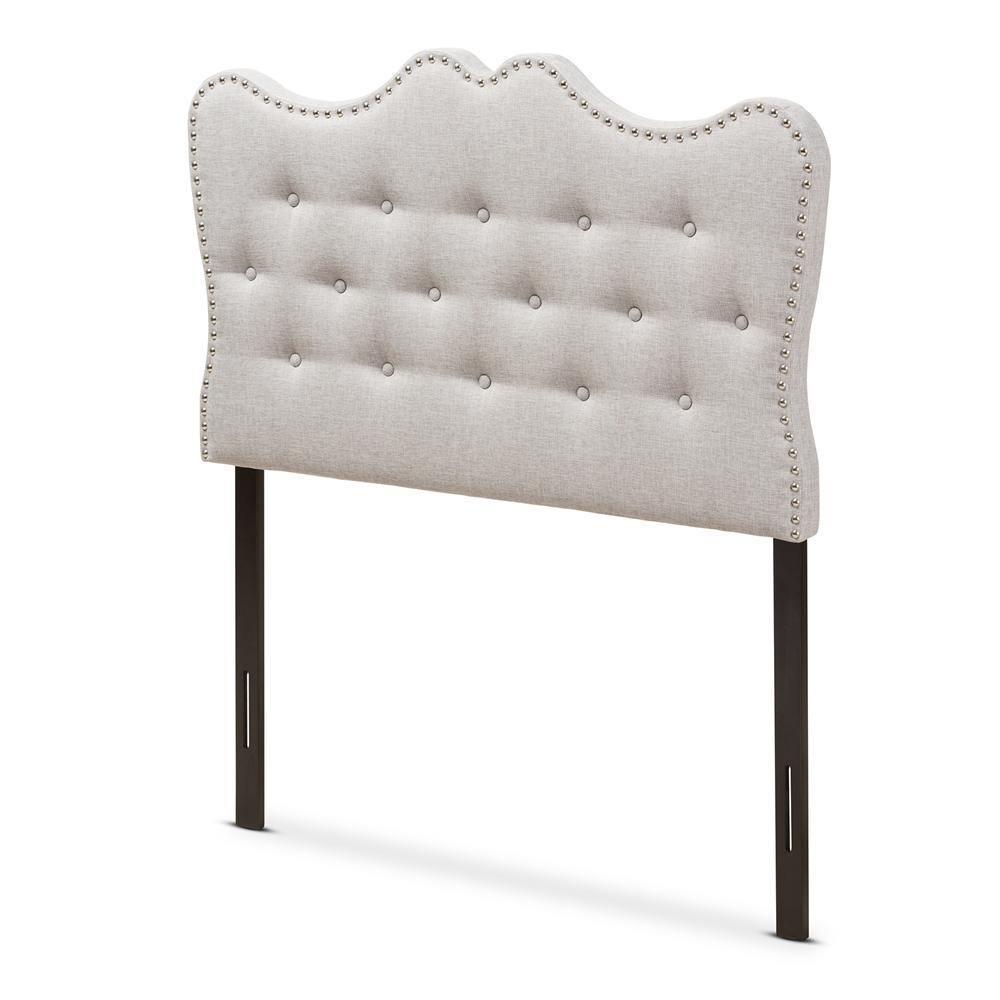 Emma Modern and Contemporary Greyish Beige Fabric Twin Size Headboard FredCo