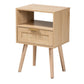 Emmett Mid-Century Modern Light Brown Finished Wood 1-Drawer End Table FredCo