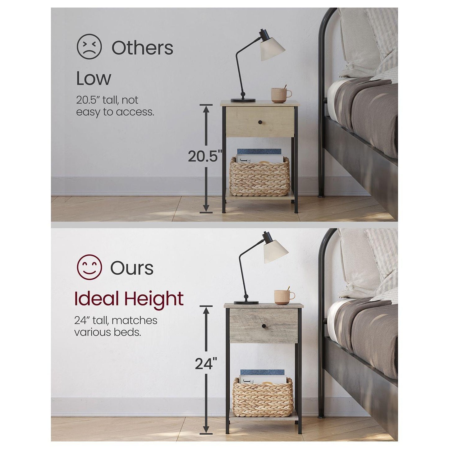 End Table Greige and Black 24" High FredCo