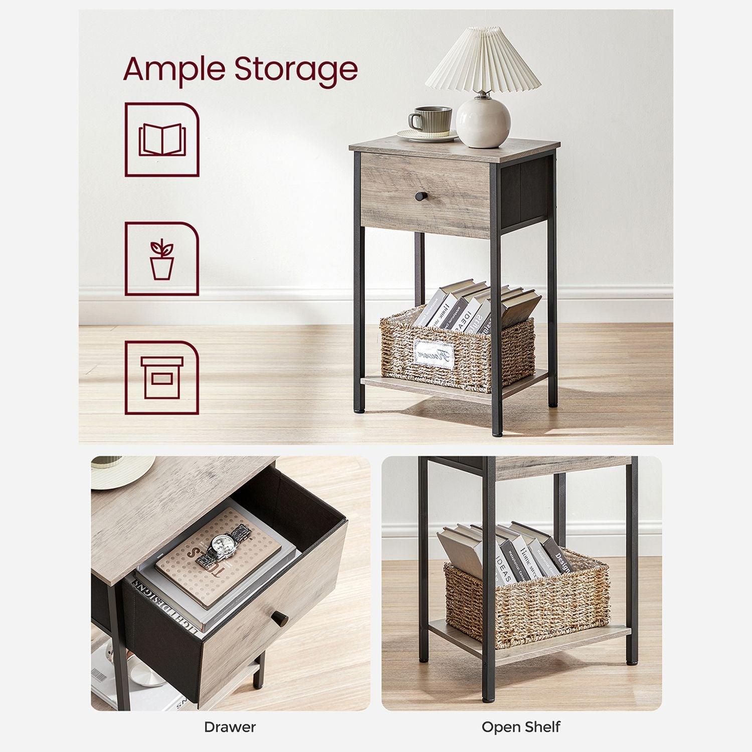 End Table Greige and Black 24" High FredCo