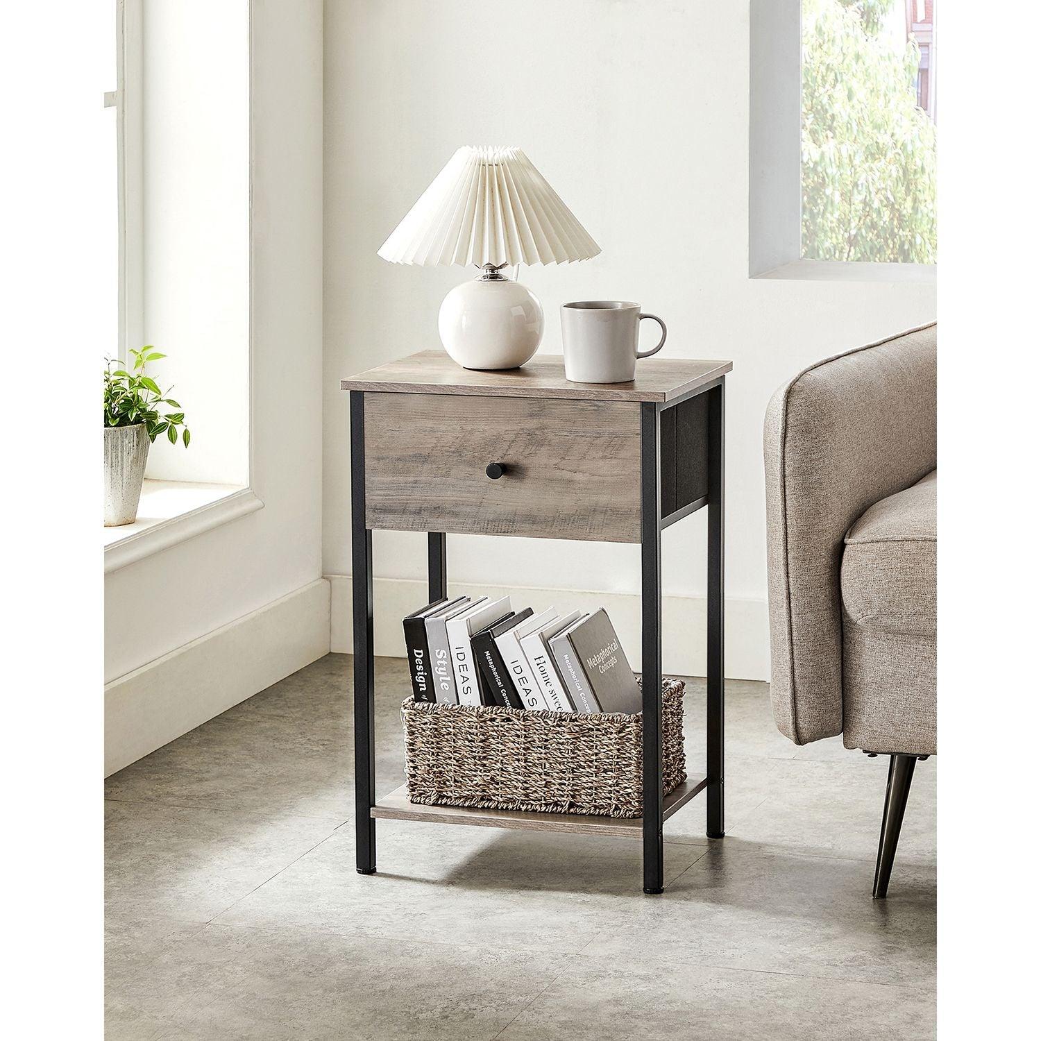 End Table Greige and Black 24" High FredCo