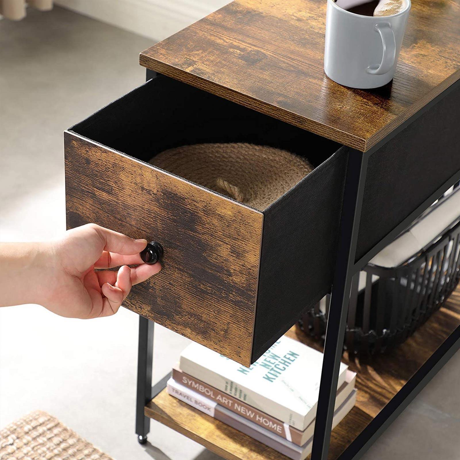End Table Rustic Brown and Black FredCo