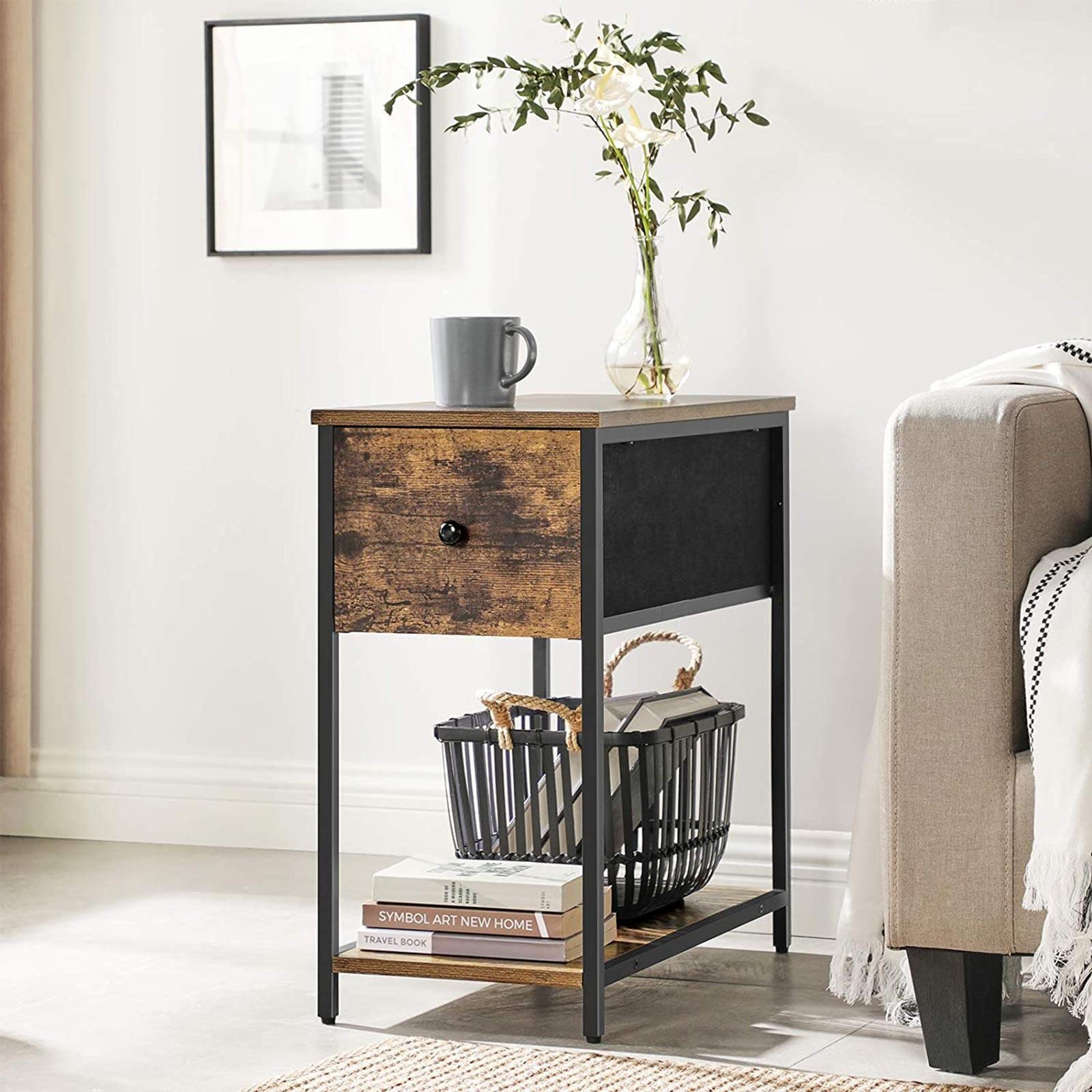End Table Rustic Brown and Black FredCo