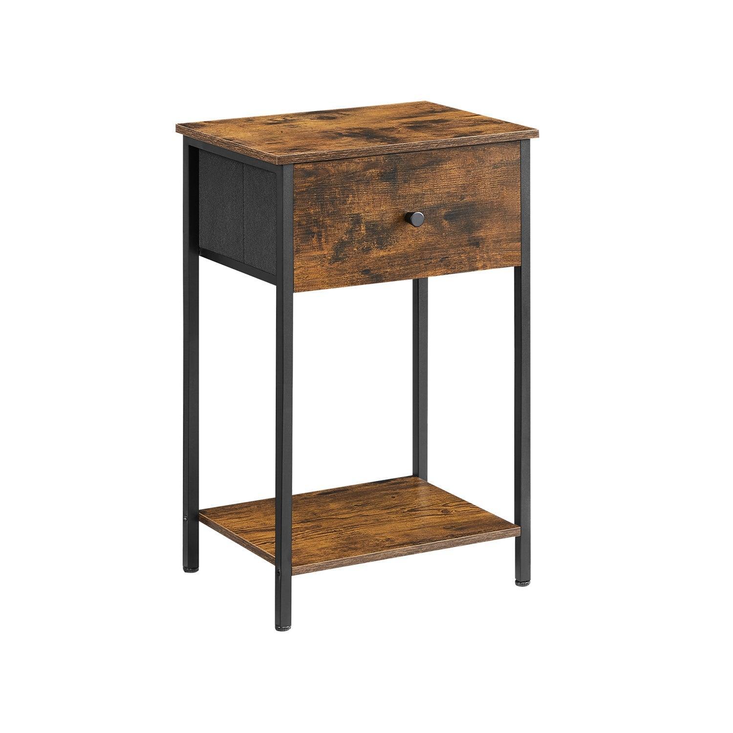 End Table Rustic Brown and Black Night Stand FredCo