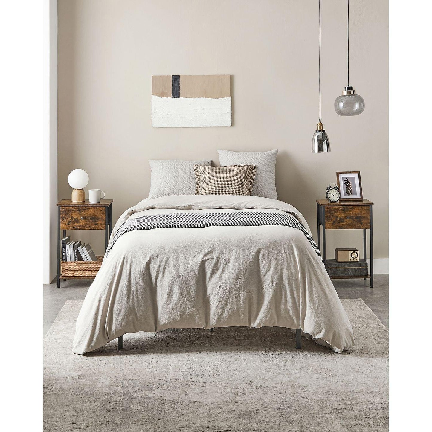 End Table Rustic Brown and Black Night Stand FredCo