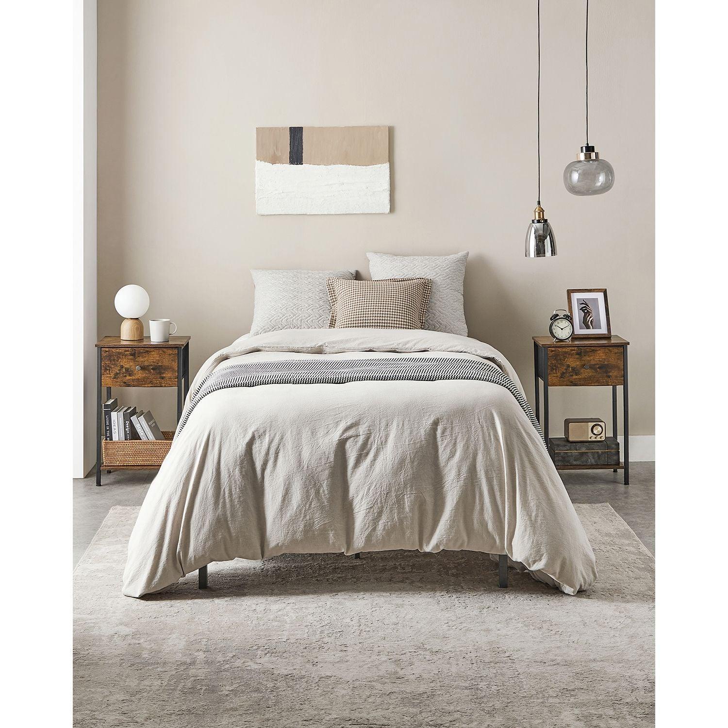 End Table Rustic Brown and Black Night Stand FredCo