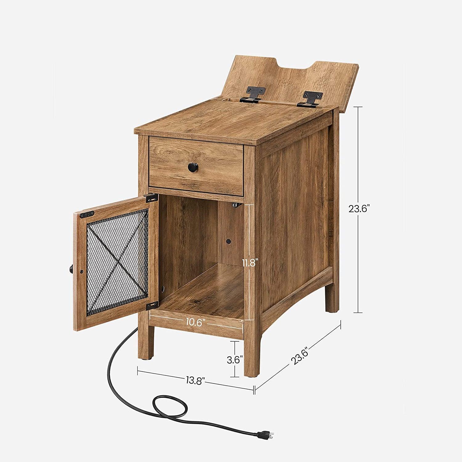End Table with USB Port Walnut FredCo