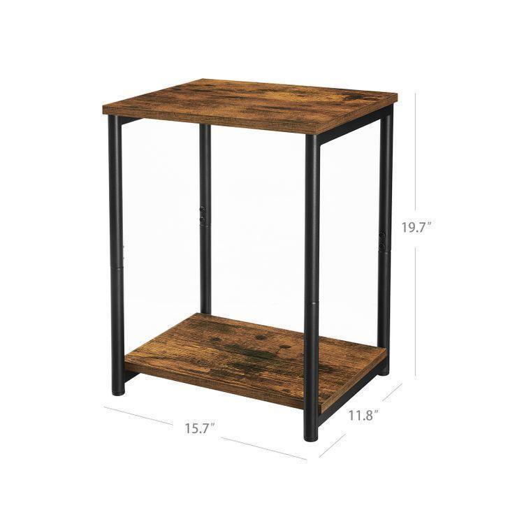 End Tables Set of 2 Rustic Brown and Black FredCo