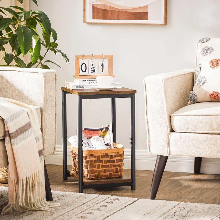 End Tables Set of 2 Rustic Brown and Black FredCo