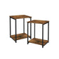 End Tables Set of 2 Rustic Brown and Black FredCo