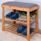 Entryway 3-tier Bamboo Bench Shoe Rack 23.62 x 11.4 x 19.88 inch FredCo