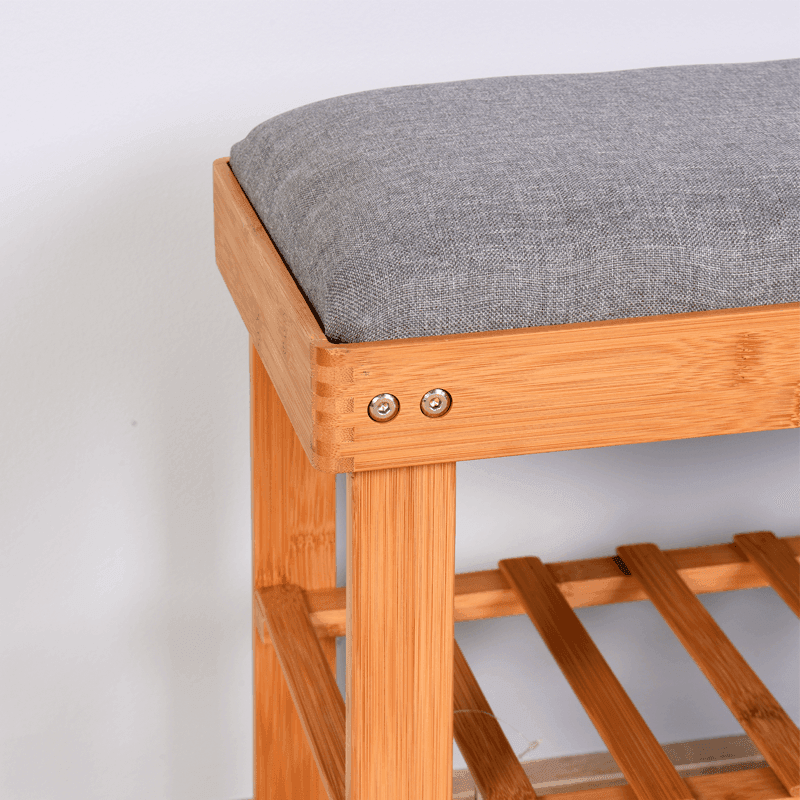 Entryway 3-tier Bamboo Bench Shoe Rack 23.62 x 11.4 x 19.88 inch FredCo