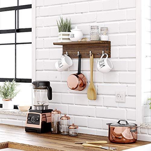 Entryway Coat Rack Rustic Brown 8 Hooks FredCo