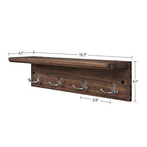 Entryway Coat Rack Rustic Brown 8 Hooks FredCo