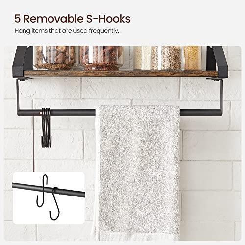 Entryway Wall Shelf, Rustic Brown and Black FredCo