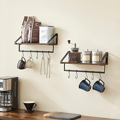 Entryway Wall Shelf, Rustic Brown and Black FredCo