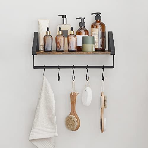 Entryway Wall Shelf, Rustic Brown and Black FredCo