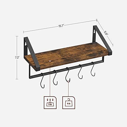 Entryway Wall Shelf, Rustic Brown and Black FredCo