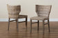 Enver Modern Bohemian Grey Rattan and Brown Wood 2-Piece Dining Chair Set FredCo