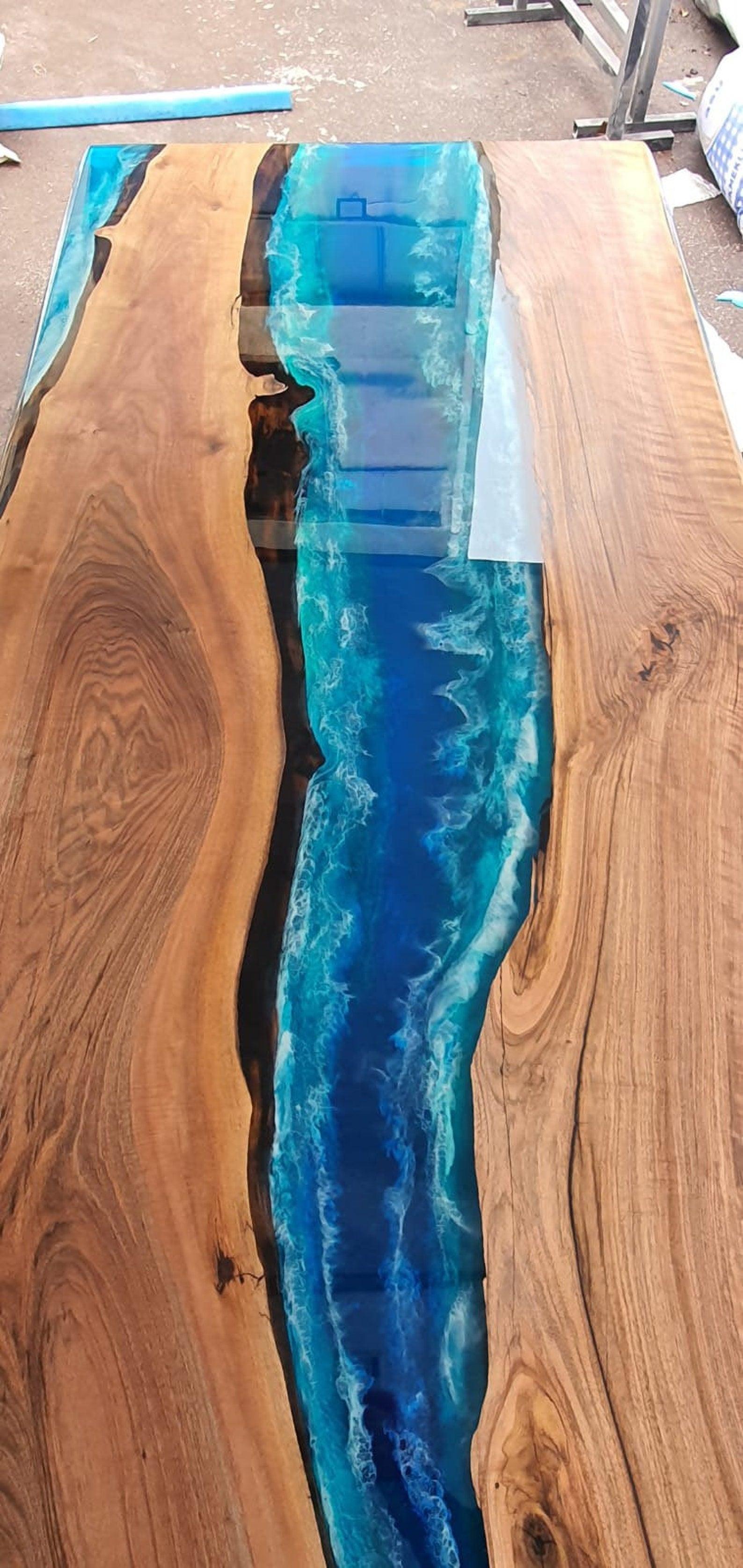 Epoxy Table, Custom Sizes Walnut Blue, Red, Green FredCo