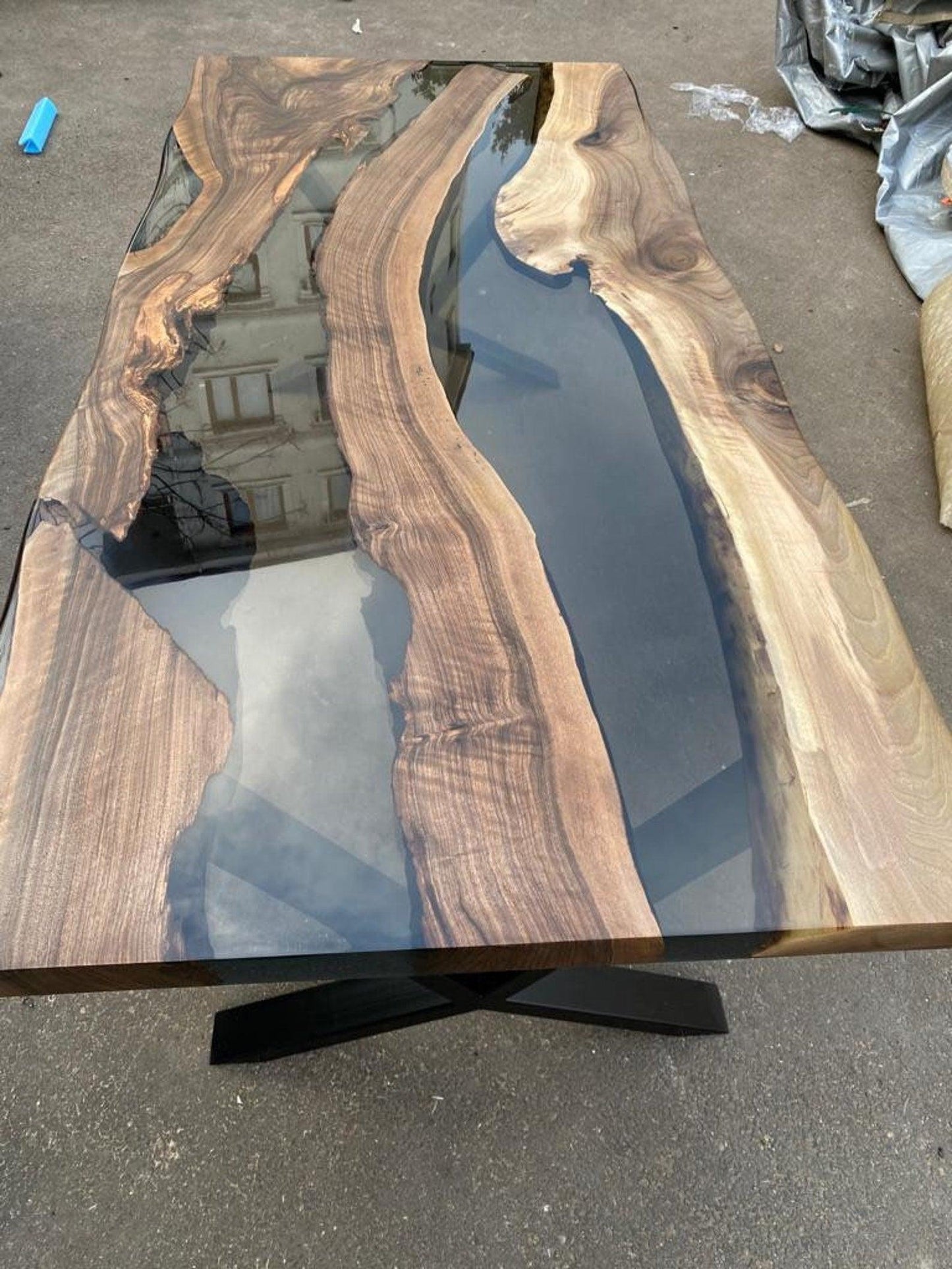 Epoxy Table, Custom Sizes Walnut Blue, Red, Green FredCo