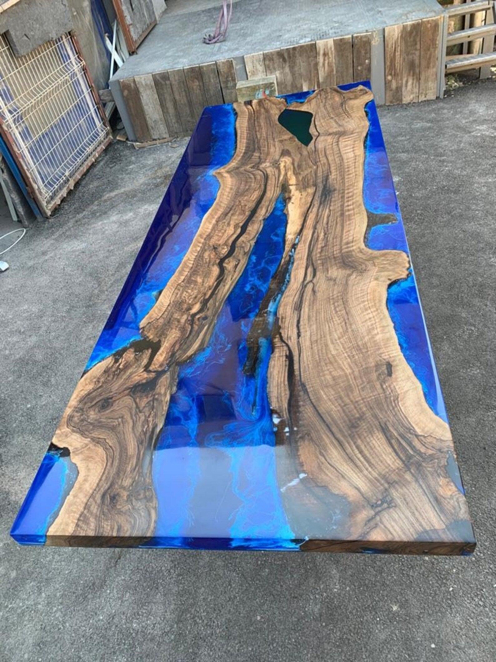 Epoxy Table, Custom Sizes Walnut Blue, Red, Green FredCo